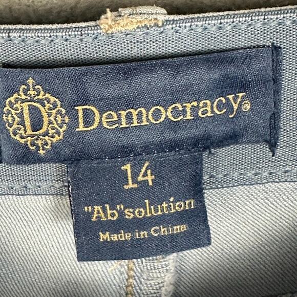 Democracy Absolution Jeans Womens 14 Blue Wide Leg Crop Raw Hem Stretch Pockets - Picture 7 of 14